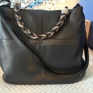 Brighton Bahamas Black Leather Tote Bag